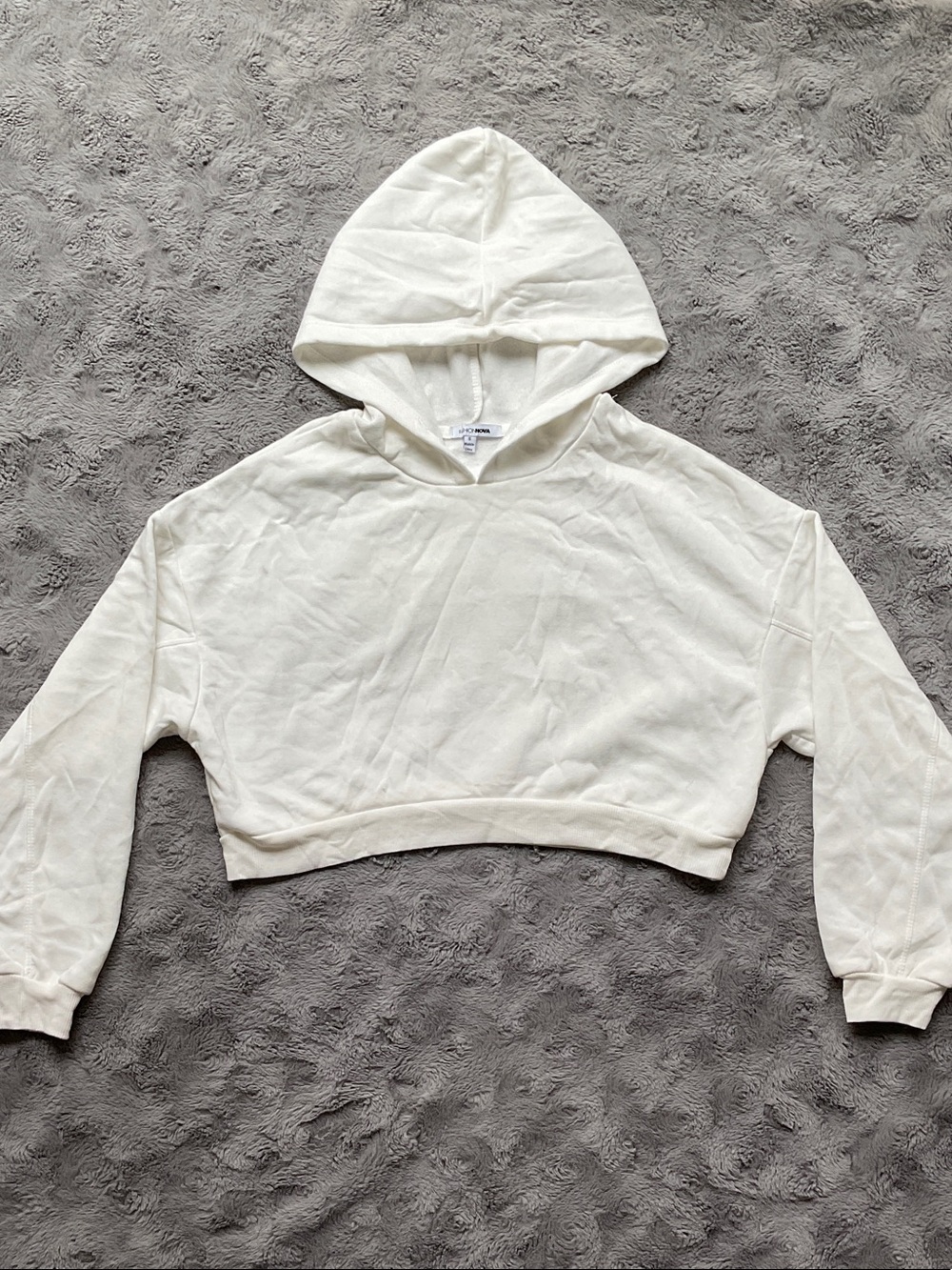 Cropped Hooded Sweater - Cream